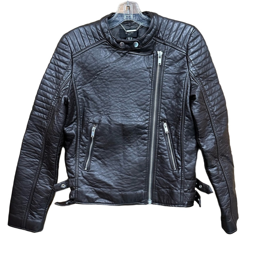 Mango brown moto jacket XS brown pebble finish faux leather Bikercore womens